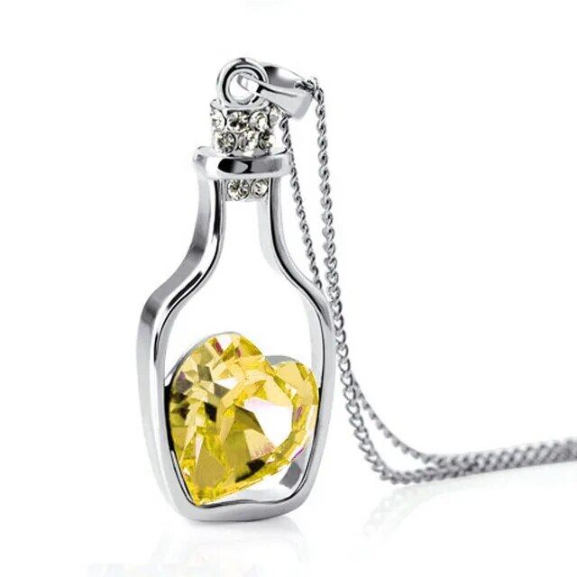 Women Pendant Necklace Creative Ladies Wishing Bottle Crystal Zircon Jewelry