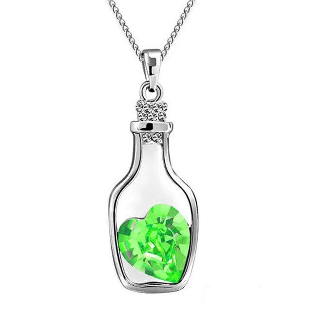 Women Pendant Necklace Creative Ladies Wishing Bottle Crystal Zircon Jewelry