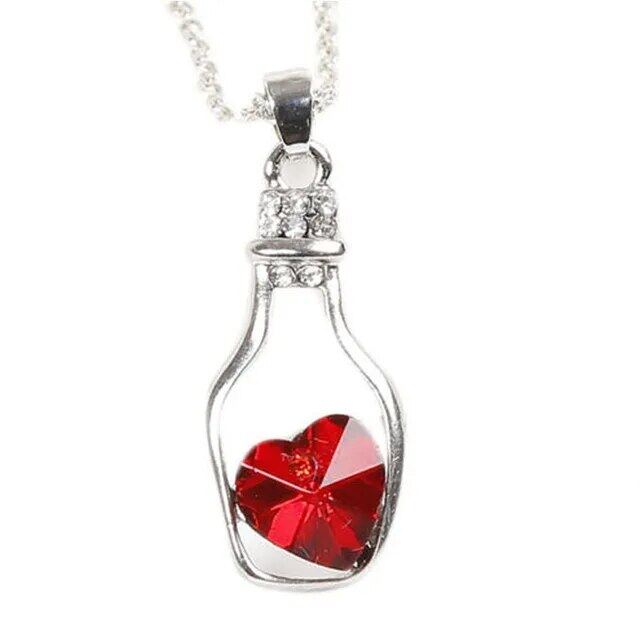 Women Pendant Necklace Creative Ladies Wishing Bottle Crystal Zircon Jewelry