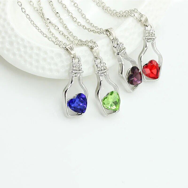 Women Pendant Necklace Creative Ladies Wishing Bottle Crystal Zircon Jewelry