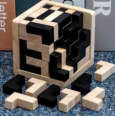 Creative 3D Wooden Cube Puzzle Luban Interlocking