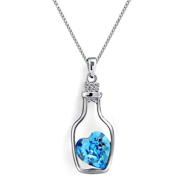 Women Pendant Necklace Creative Ladies Wishing Bottle Crystal Zircon Jewelry