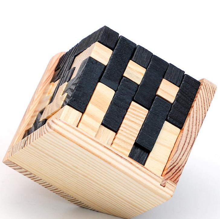 Creative 3D Wooden Cube Puzzle Luban Interlocking