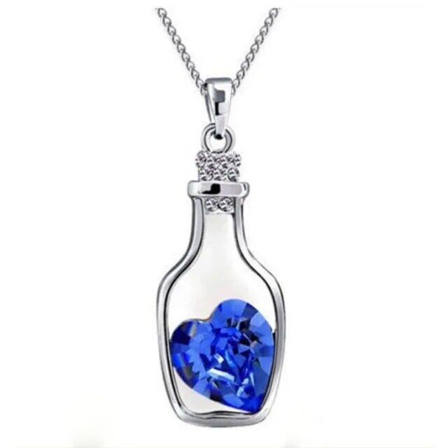 Women Pendant Necklace Creative Ladies Wishing Bottle Crystal Zircon Jewelry